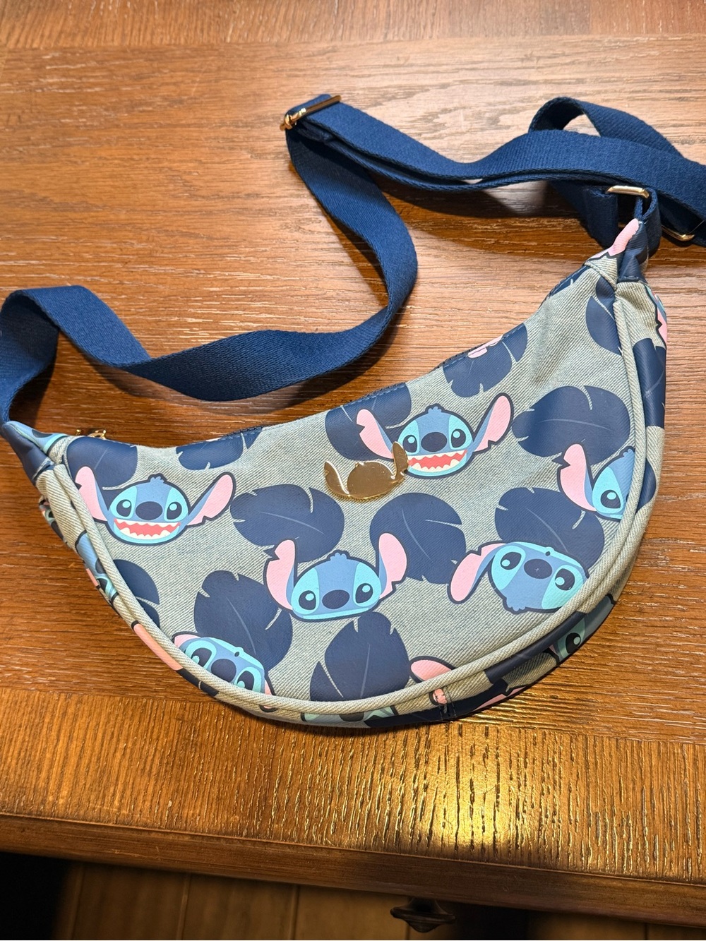 Disney Stitch Crescent Crossbody Bag - Navy, Blue, Pink